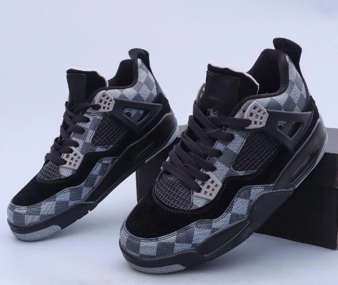 Air Jordan 4 Black Grey Chess-1