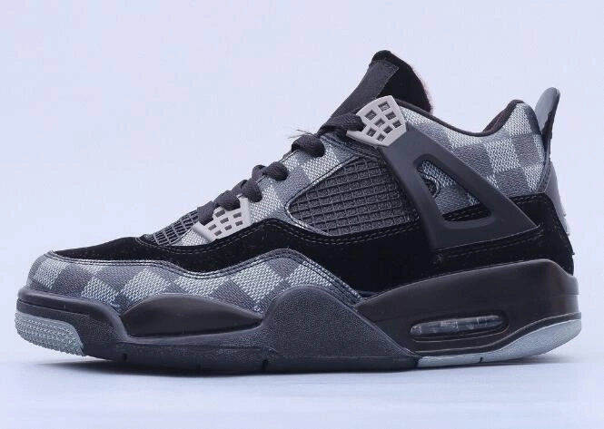Air Jordan 4 Black Grey Chess-1