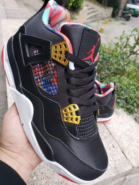 Cheap Air Jordan 4 Black White Red-1