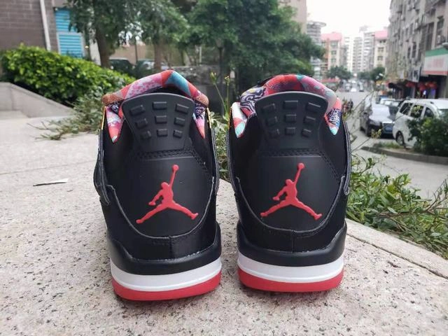 Cheap Air Jordan 4 Black White Red-1