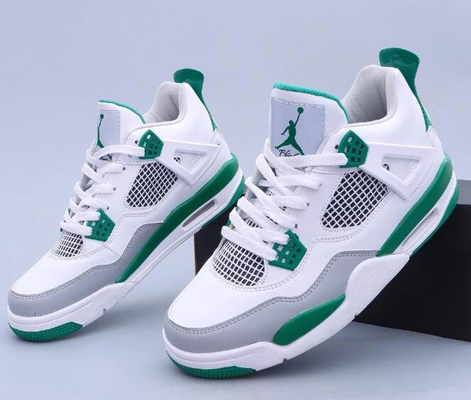 Air Jordan 4 White Gray Green-1