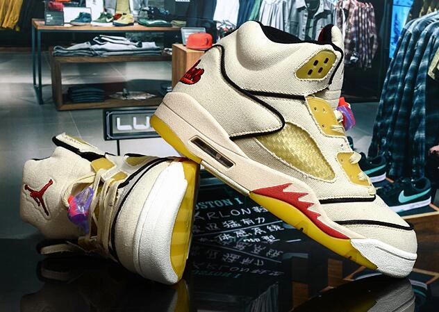 Air Jordan 5 Beige Yellow Red