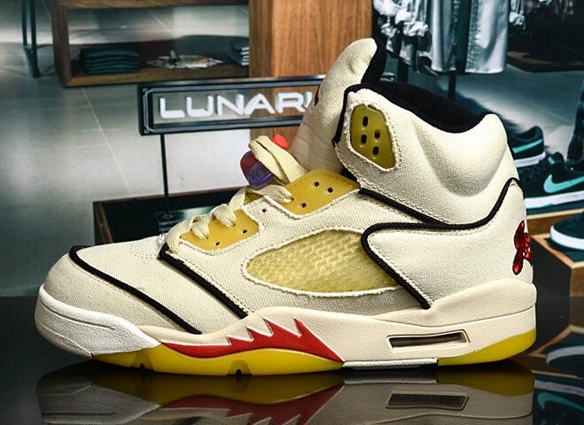 Air Jordan 5 Beige Yellow Red