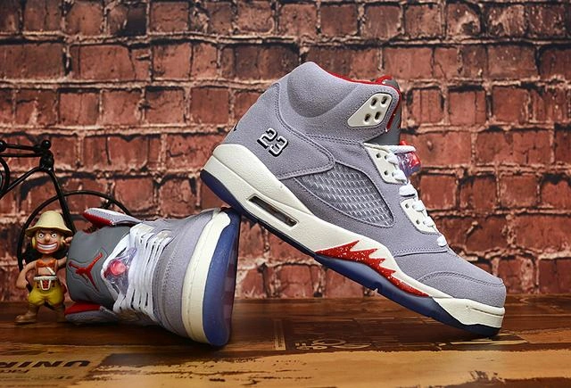 Air Jordan 5 Gray White Red-1
