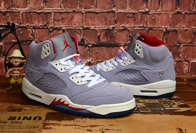 Air Jordan 5 Gray White Red-1