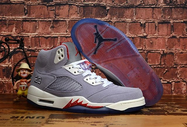Air Jordan 5 Gray White Red-1