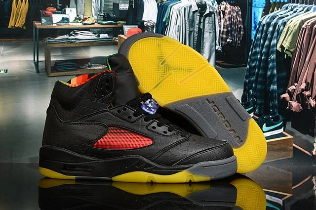 Air Jordan 5 Retro Black Yellow-1
