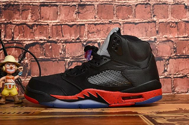 Air Jordan 5 Silk Black Red For Women-1