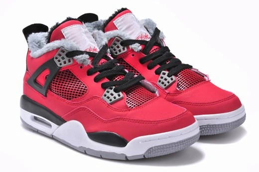 Air Jordan IV(4) Red Black fur-69
