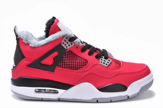 Air Jordan IV(4) Red Black fur-69
