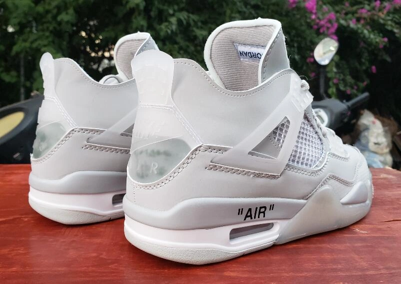 Off White X Air Jordan 4 White Grey-1