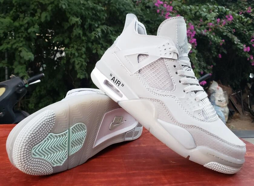Off White X Air Jordan 4 White Grey-1