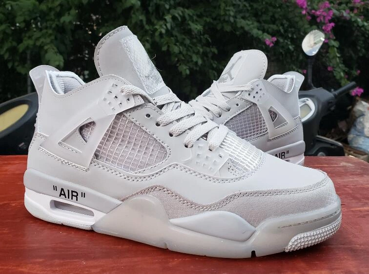 Off White X Air Jordan 4 White Grey-1