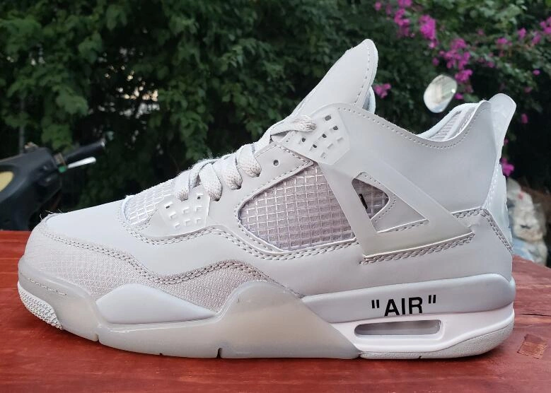 Off White X Air Jordan 4 White Grey-1
