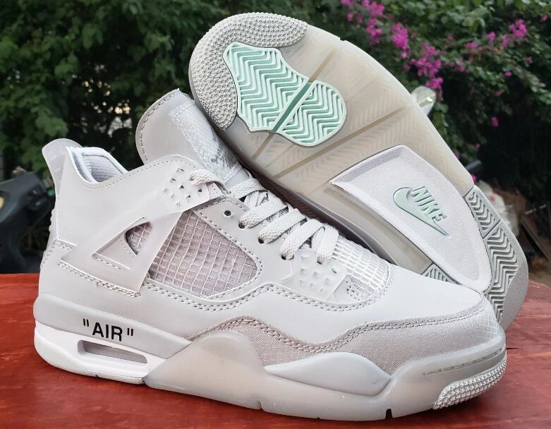Off White X Air Jordan 4 White Grey-1