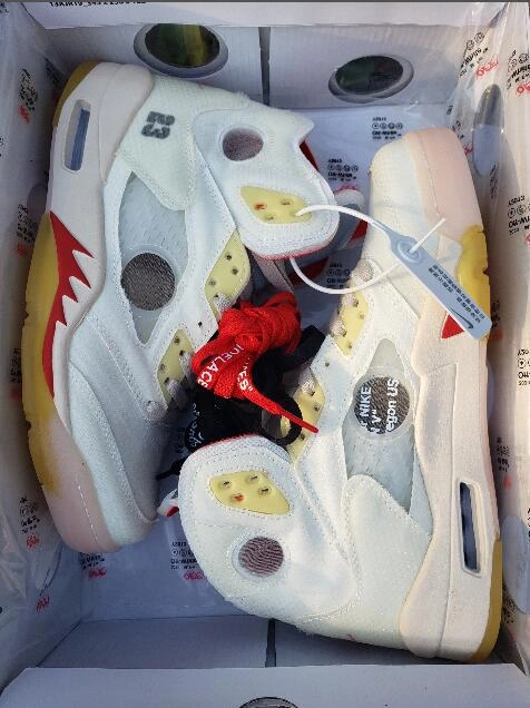 Off White X Air Jordan 5 White Red