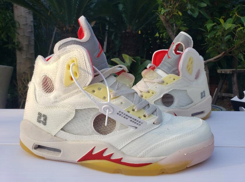 Off White X Air Jordan 5 White Red