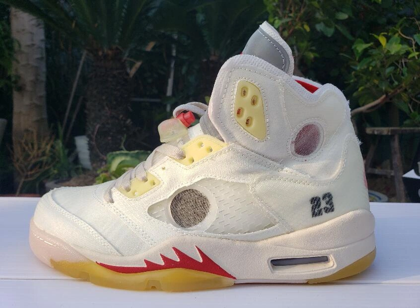 Off White X Air Jordan 5 White Red