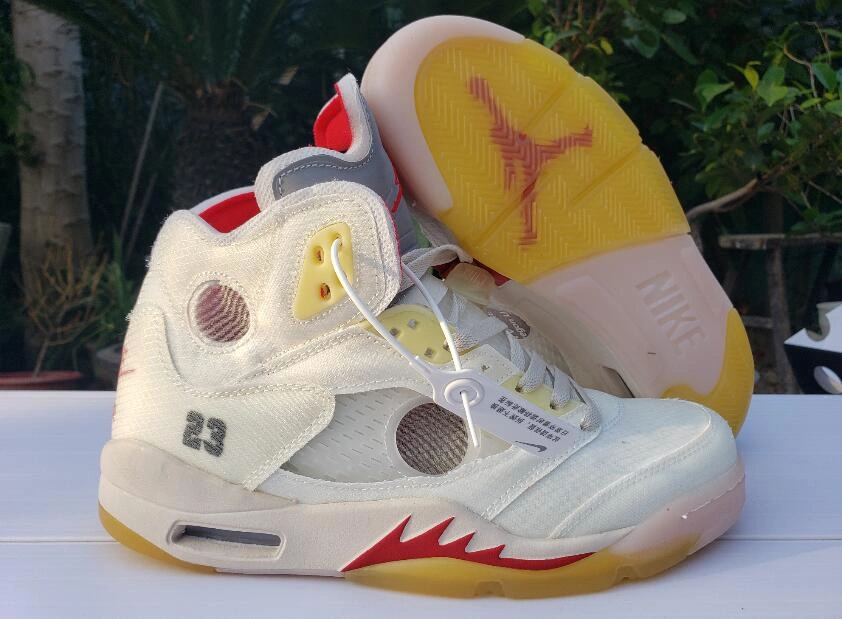 Off White X Air Jordan 5 White Red