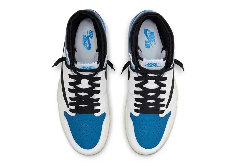 Cheap TS x Fragment x Air Jordan 1 White Blue