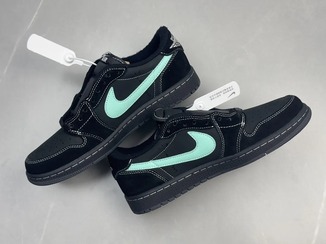 AJ1 Low Tiffany x Travis Scott Black Mint Green Rep Shoes – Top Quality Best Replica Sneakers – Sizes 36-47 (Including Half Sizes Elegant 1250