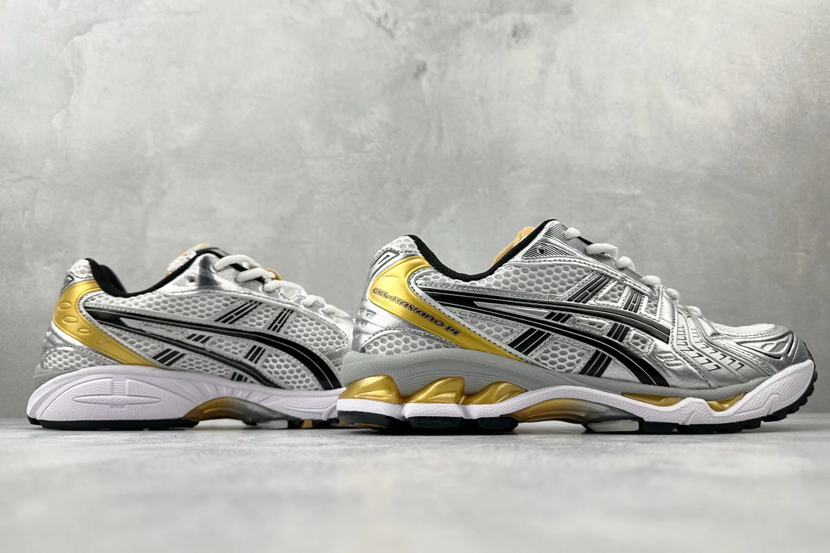 Sustainable ASICS Gel-Kayano 14 Silver Black Gold Replica Sneakers with High Quality Running Performance 617