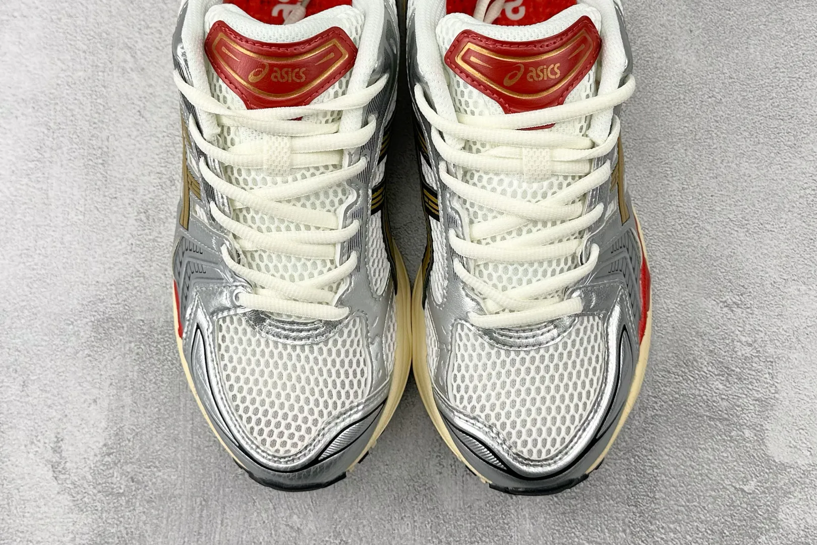 SoftTouch ASICS Gel-Kayano 14 Silver White Red – High Quality Replica ASICS Running Shoes & 1:1 Sneakers 612