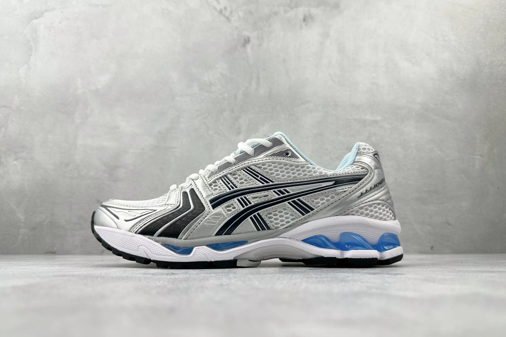 Trendy ASICS Gel-Kayano 14 White Navy Blue Replica Sneakers – High Quality ASICS Running Replicas 619