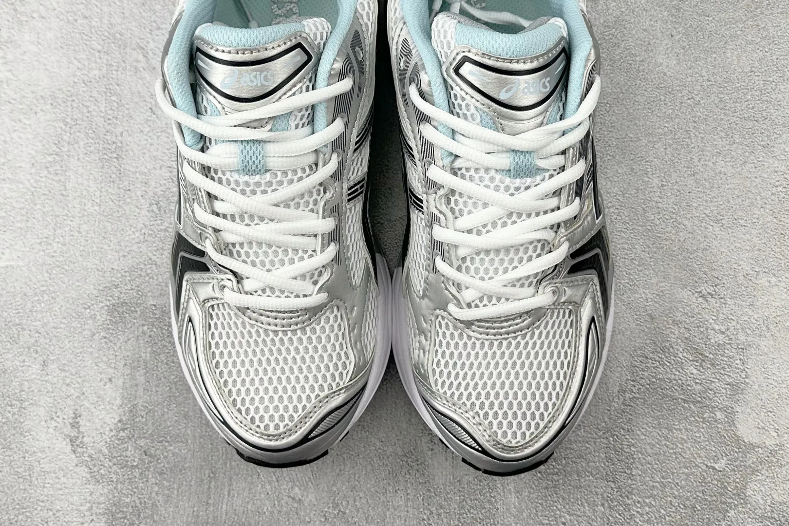 Trendy ASICS Gel-Kayano 14 White Navy Blue Replica Sneakers – High Quality ASICS Running Replicas 619