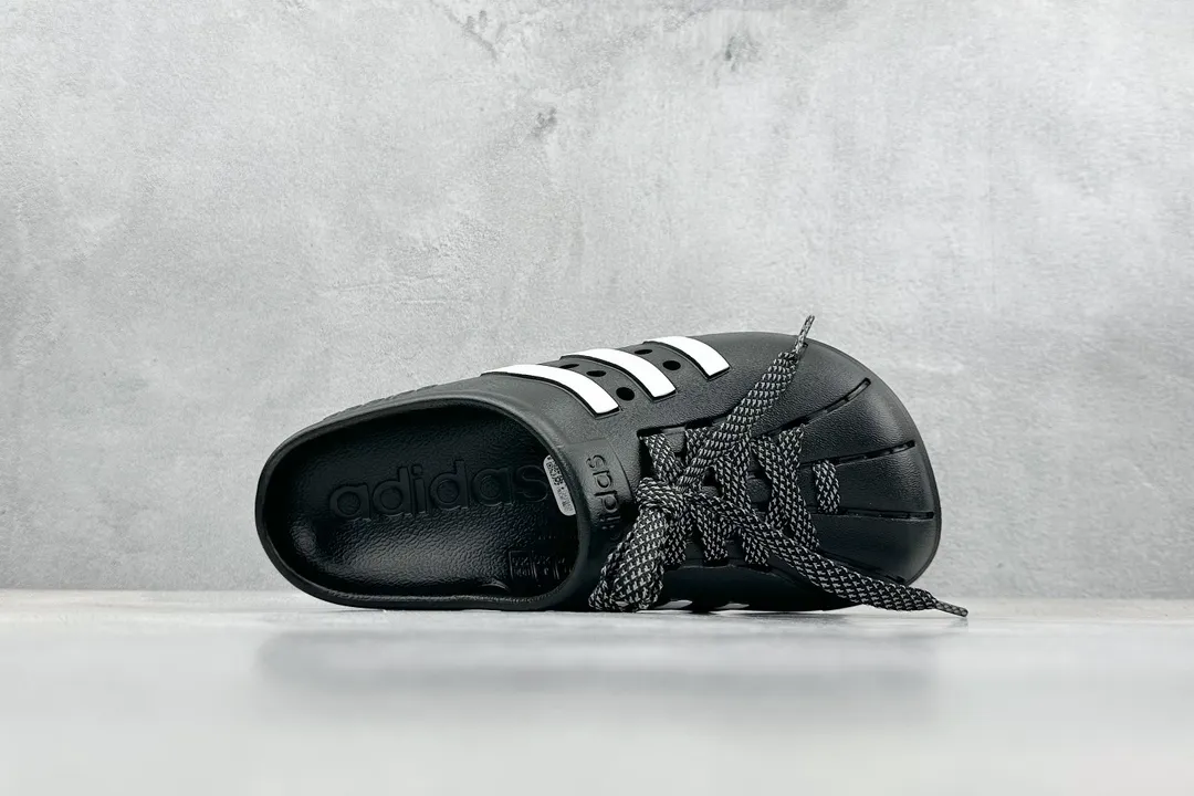 Youthful Adidas Adilette Clogs Black White Stripes –  Adidas Replica Shoes 457