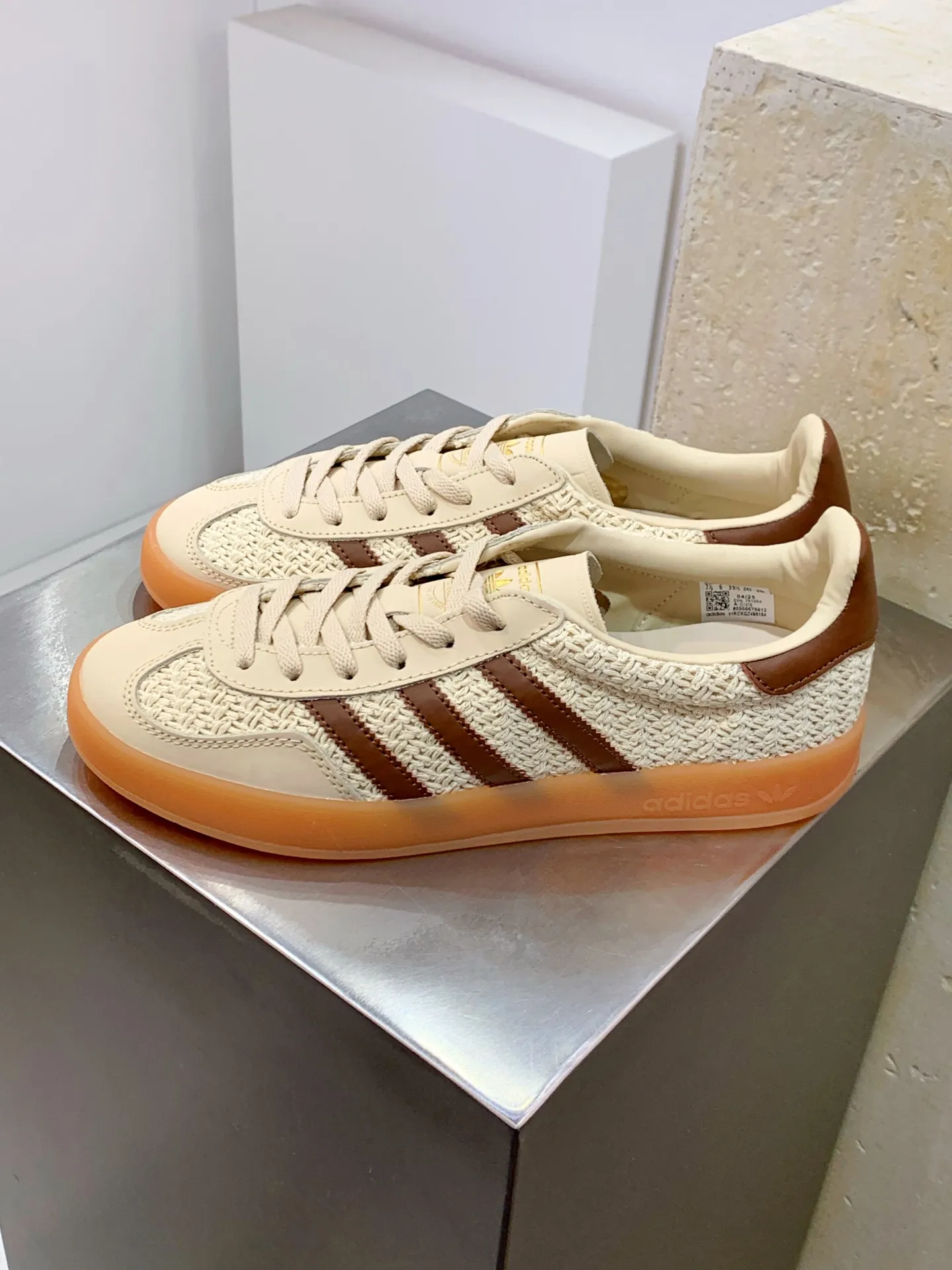 Adidas Originals Gazelle Indoor Beige Replica Shoes Flexible 509
