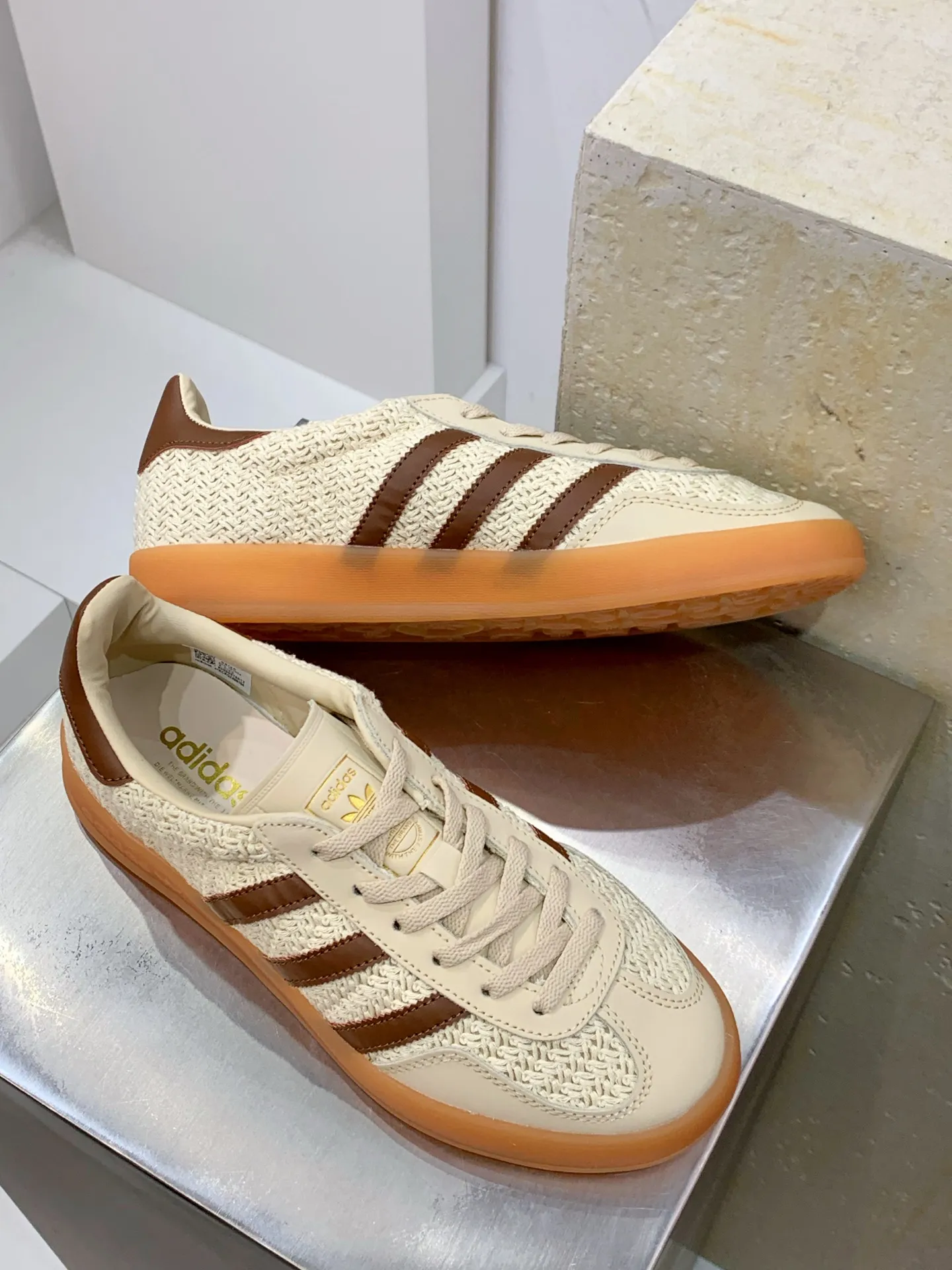 Adidas Originals Gazelle Indoor Beige Replica Shoes Flexible 509