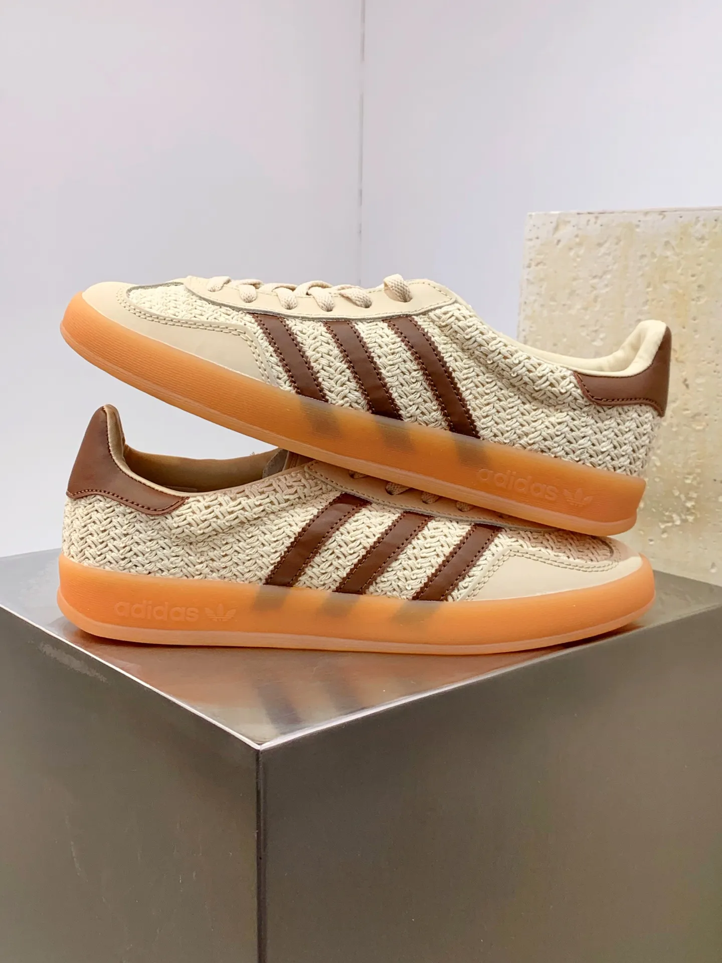 Adidas Originals Gazelle Indoor Beige Replica Shoes Flexible 509