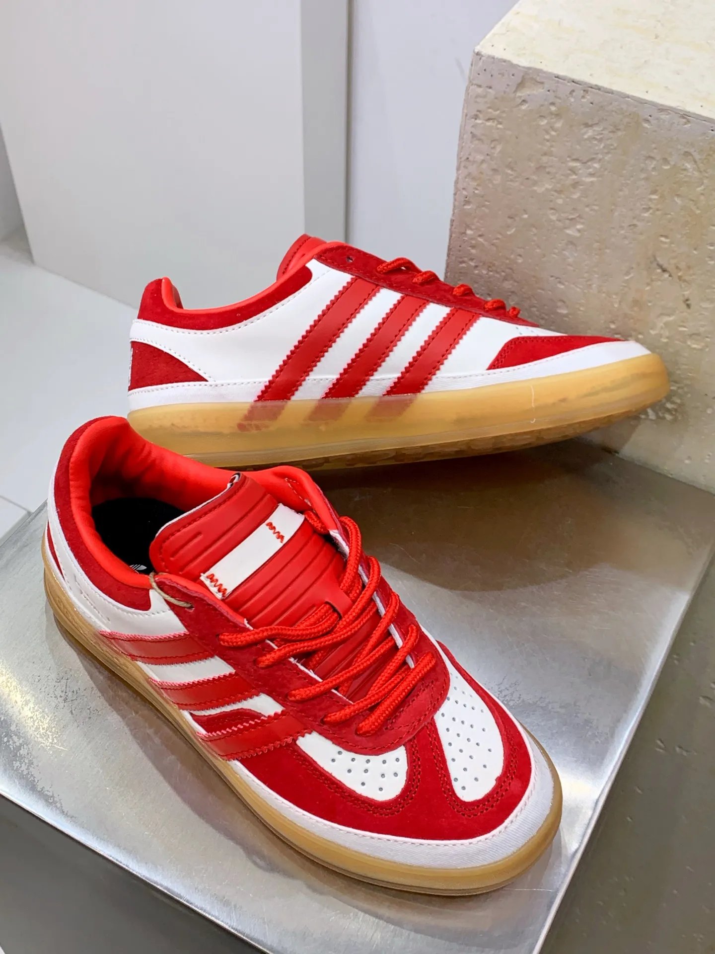 Trendsetting Adidas Originals Gazelle Indoor Red White Low – Replica Adidas Shoes 500