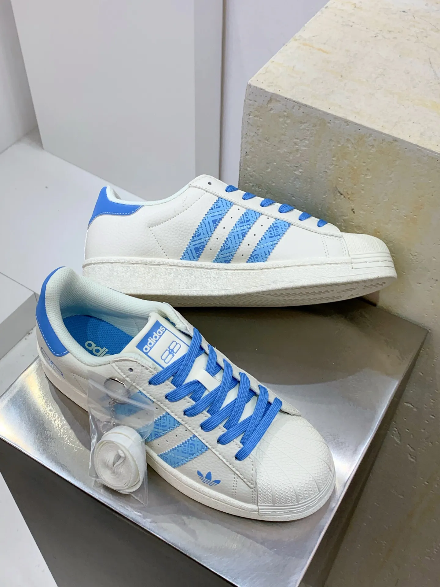 Adidas Originals Superstar Balenciaga White Blue Replica Shoes TimelessDesign 554