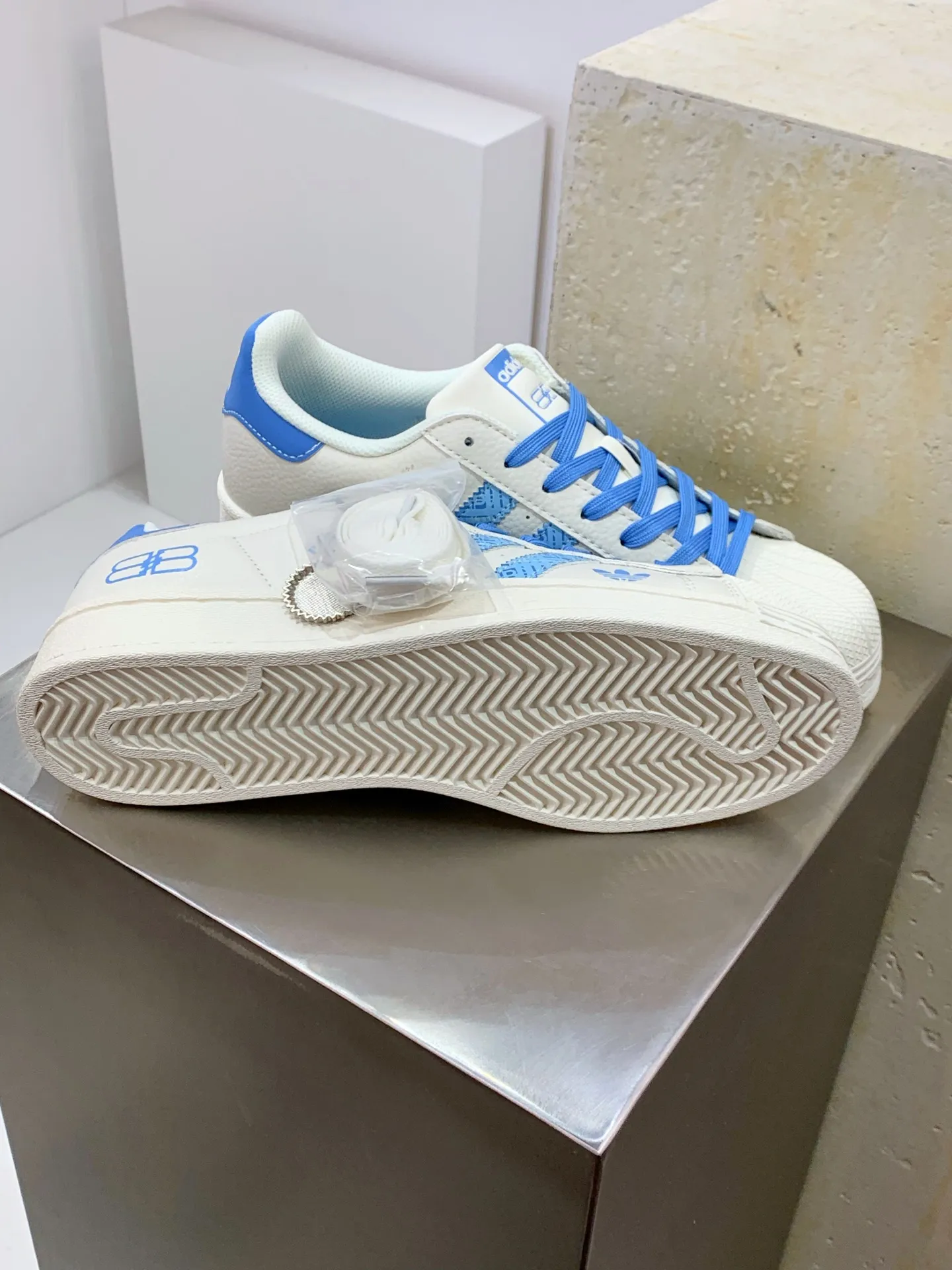 Adidas Originals Superstar Balenciaga White Blue Replica Shoes TimelessDesign 554