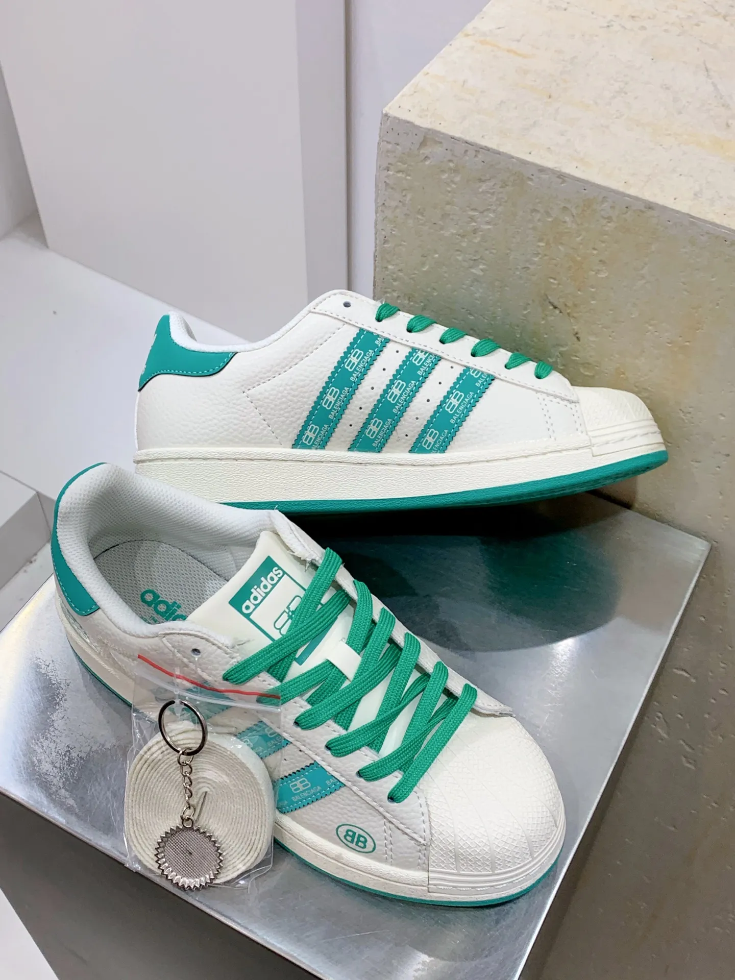 UrbanChic Adidas Originals Superstar Balenciaga White Green Replica Shoes 556