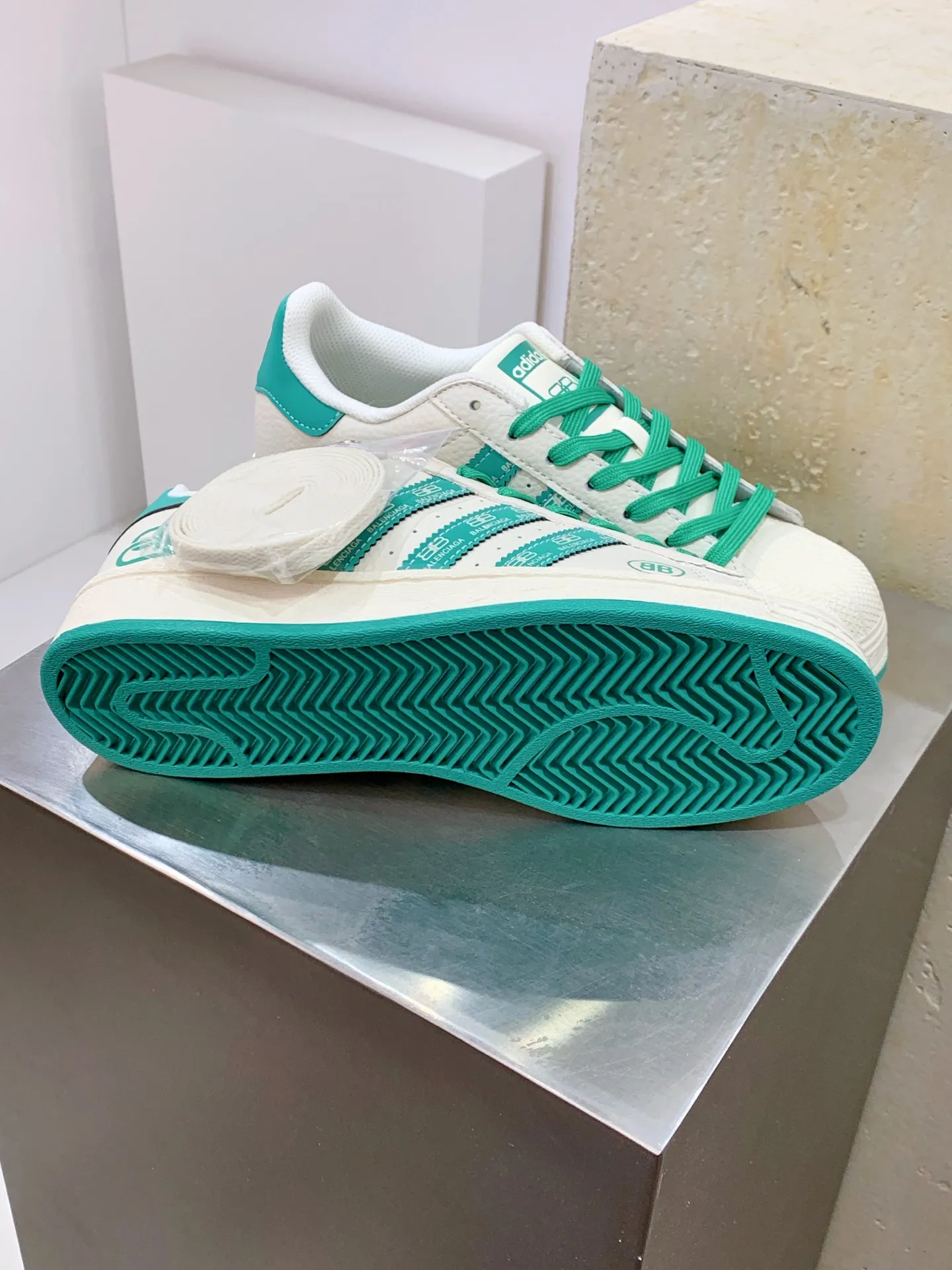 UrbanChic Adidas Originals Superstar Balenciaga White Green Replica Shoes 556