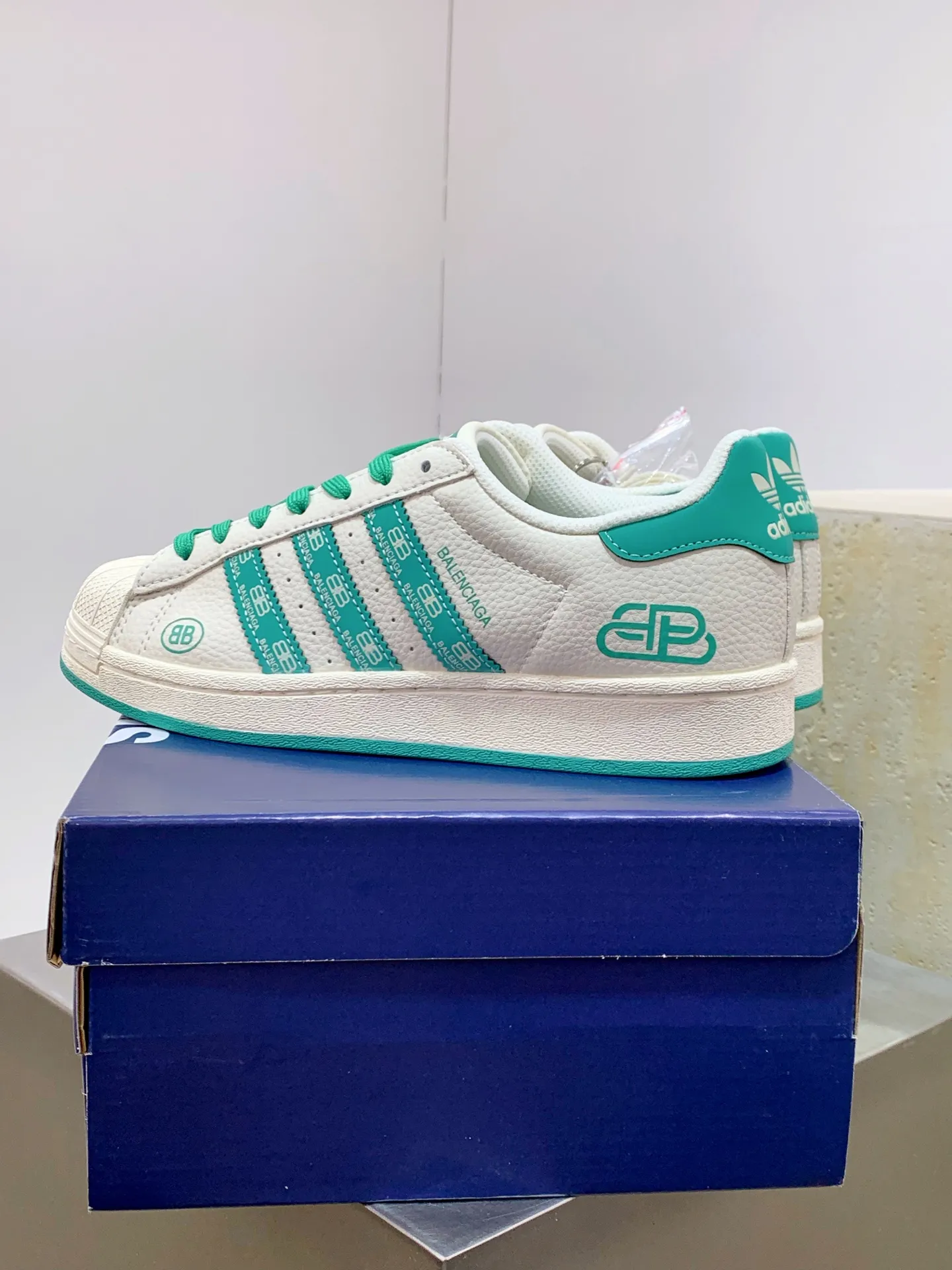 UrbanChic Adidas Originals Superstar Balenciaga White Green Replica Shoes 556