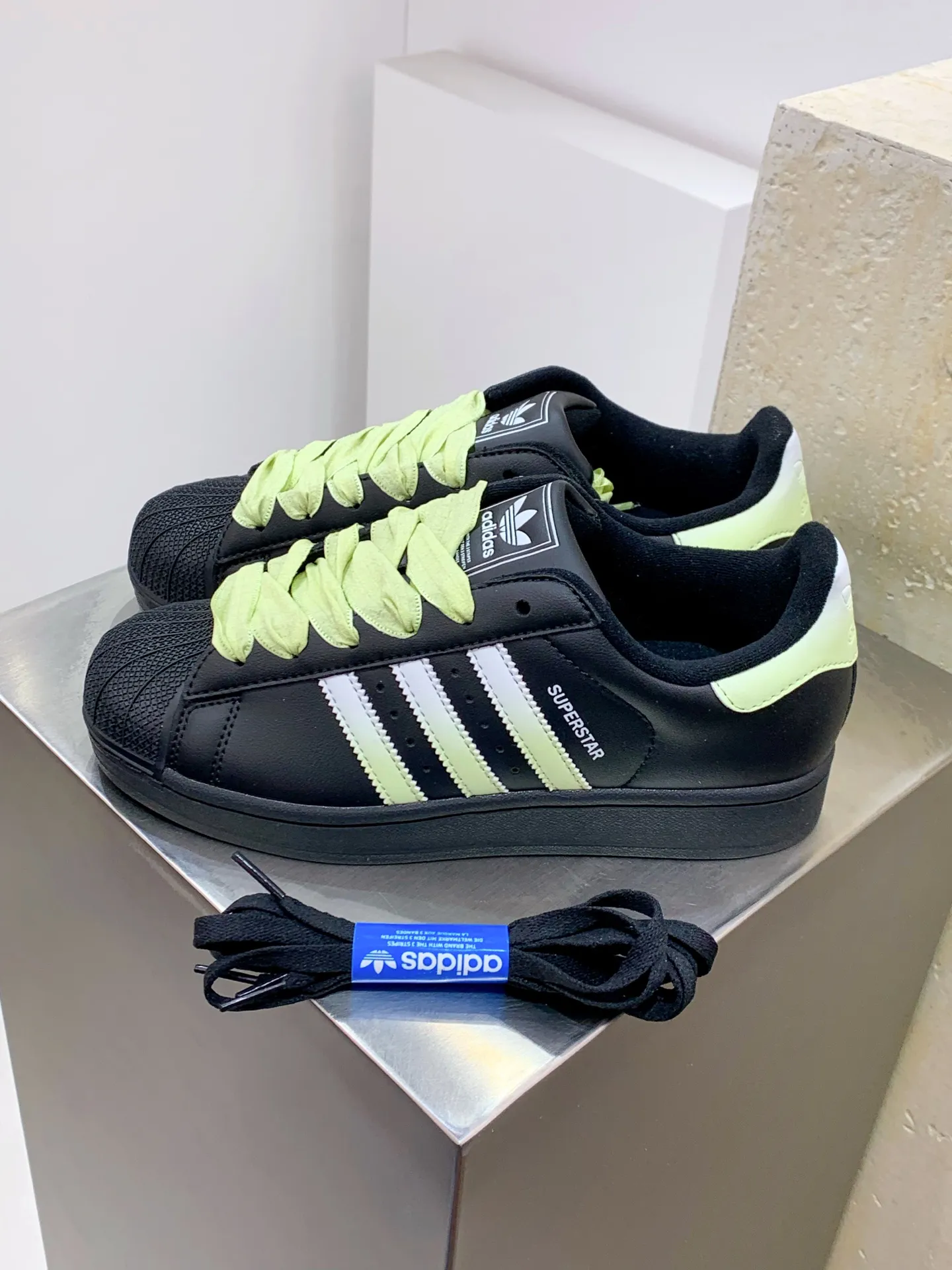 TopPick Adidas Originals Superstar Black Green Low Top Replica Shoes 558