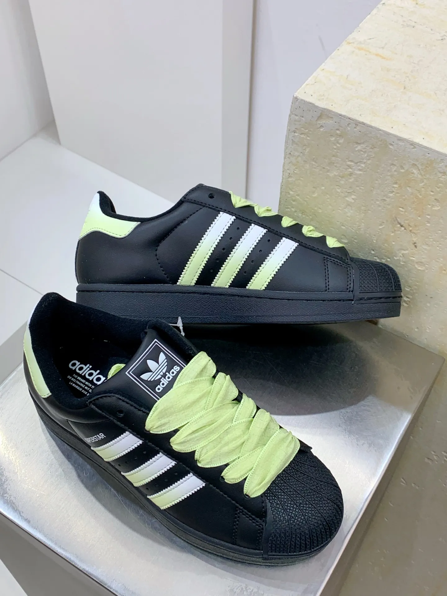 TopPick Adidas Originals Superstar Black Green Low Top Replica Shoes 558