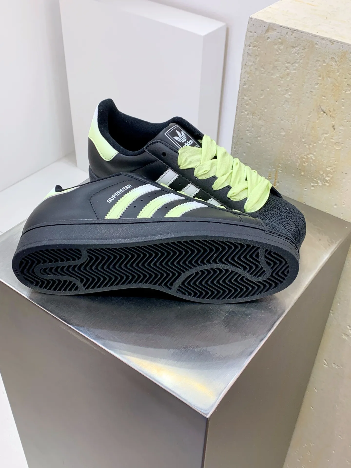 TopPick Adidas Originals Superstar Black Green Low Top Replica Shoes 558