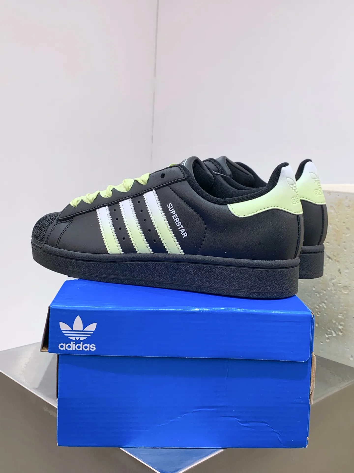 TopPick Adidas Originals Superstar Black Green Low Top Replica Shoes 558