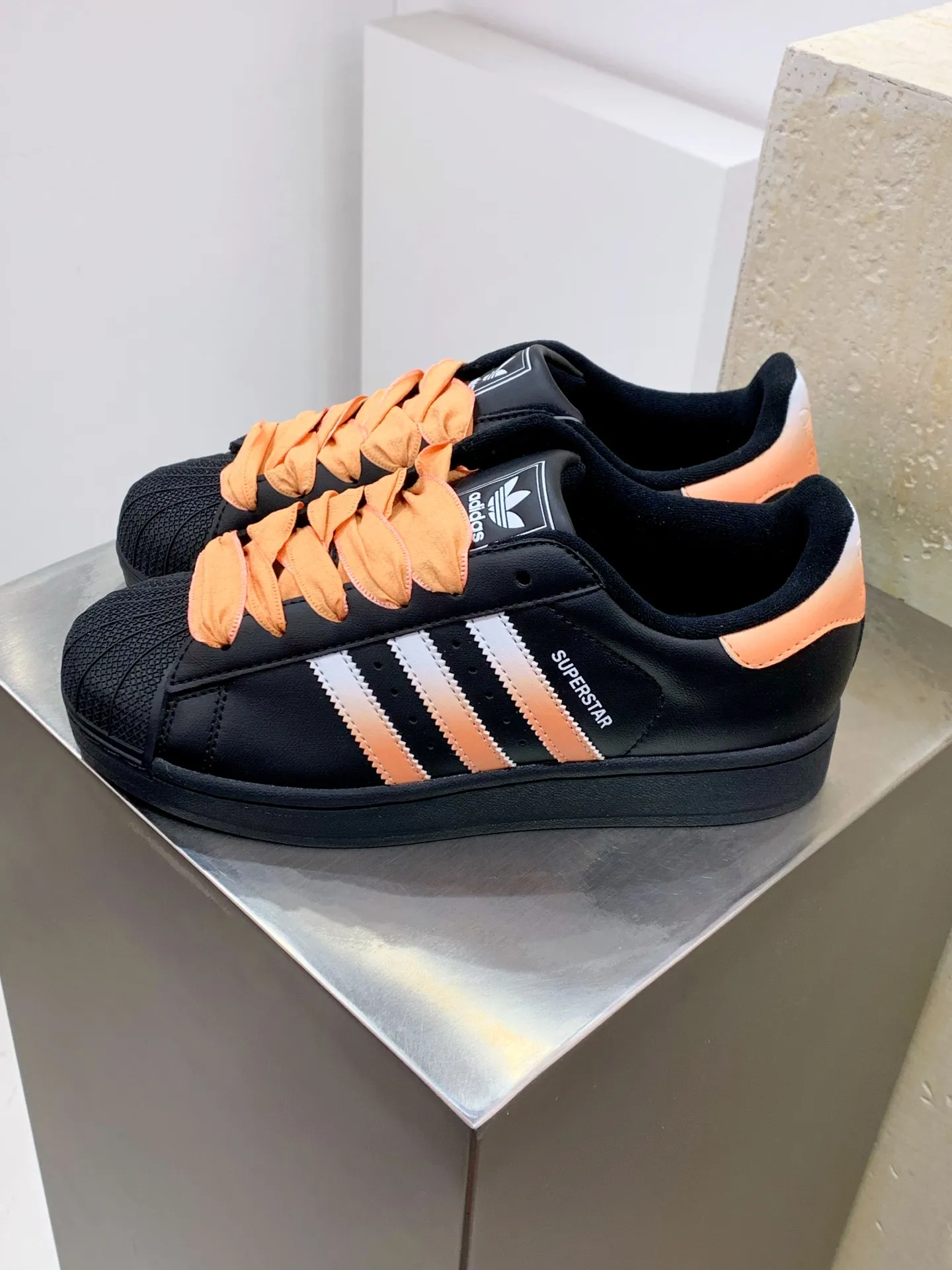 Packable Adidas Originals Superstar Black Orange Replica Shoes 562