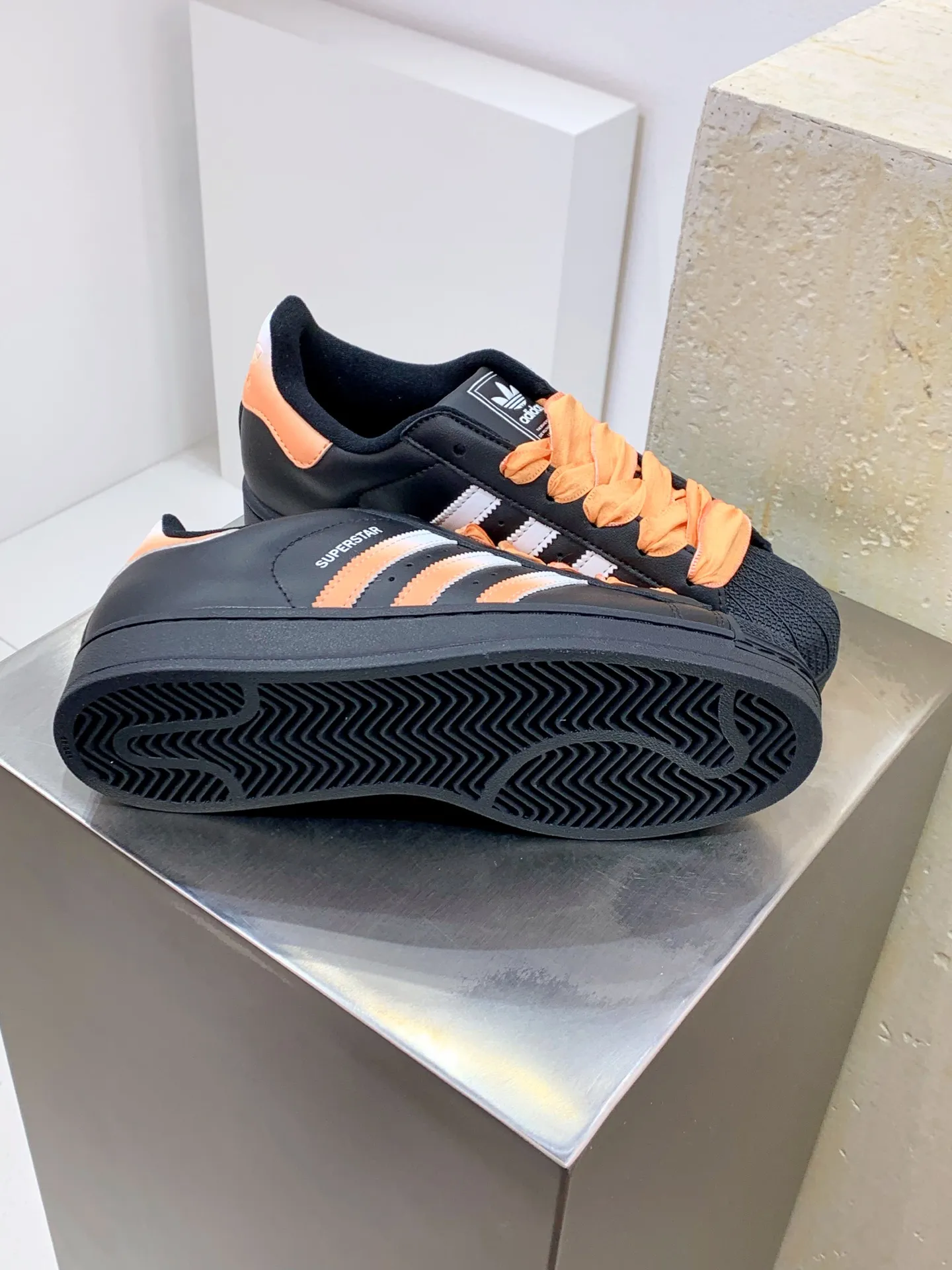 Packable Adidas Originals Superstar Black Orange Replica Shoes 562