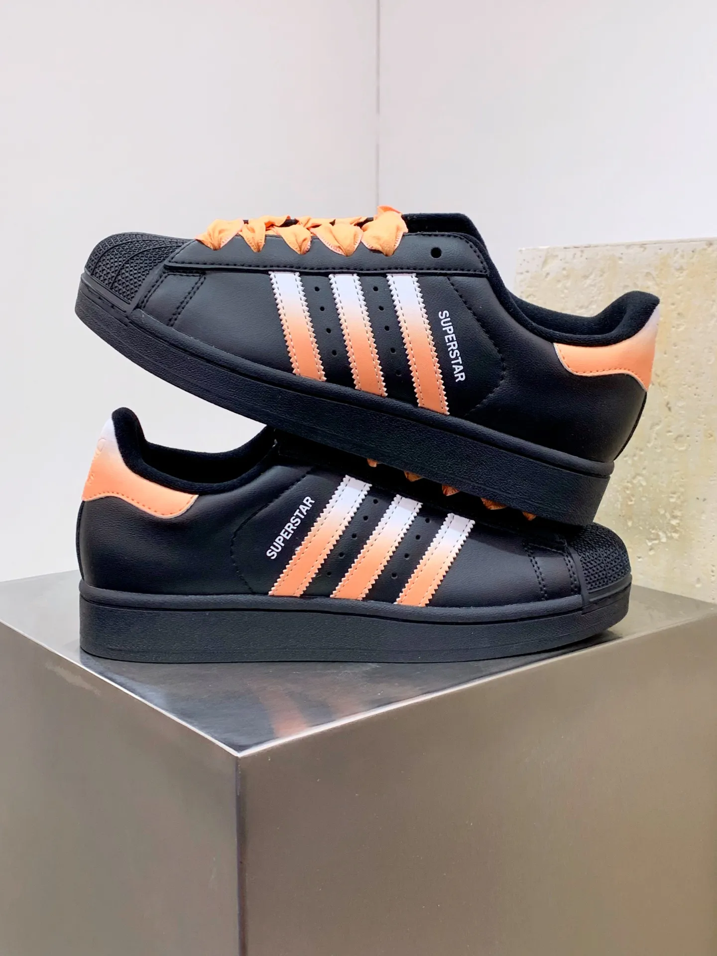 Packable Adidas Originals Superstar Black Orange Replica Shoes 562