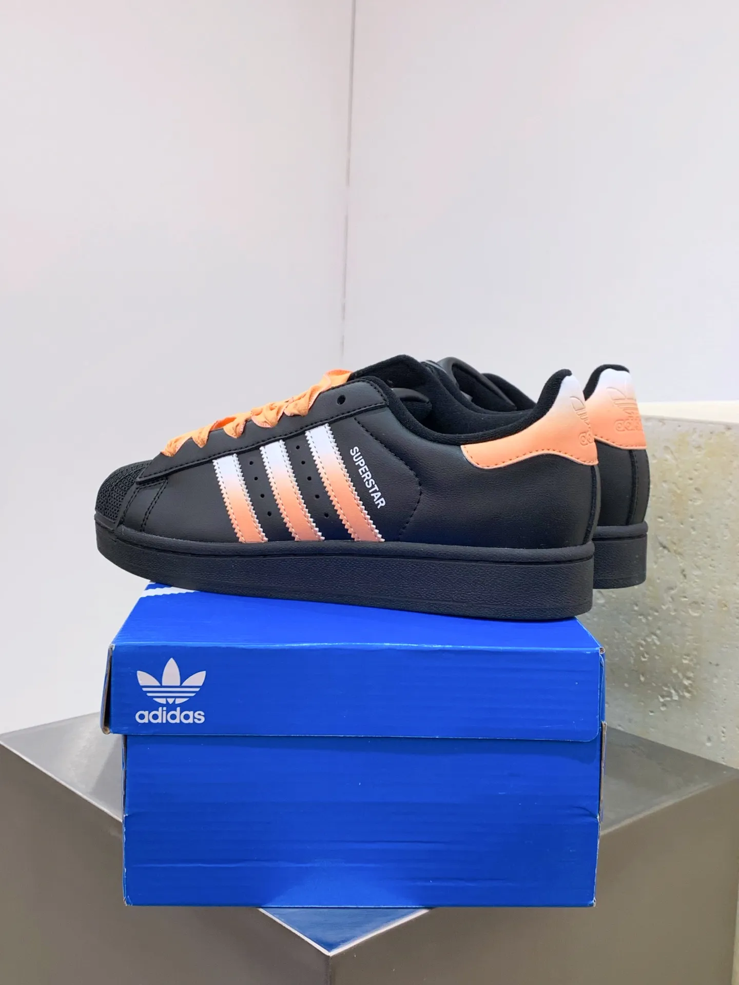 Packable Adidas Originals Superstar Black Orange Replica Shoes 562