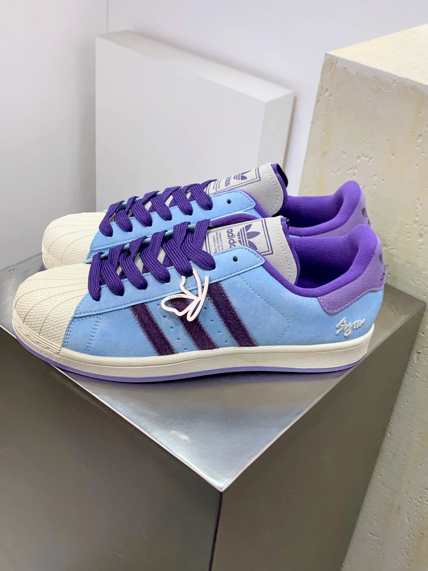 Adidas Originals Superstar Blue Purple Replica Shoes – Adidas Replica Sneakers Timeless 522