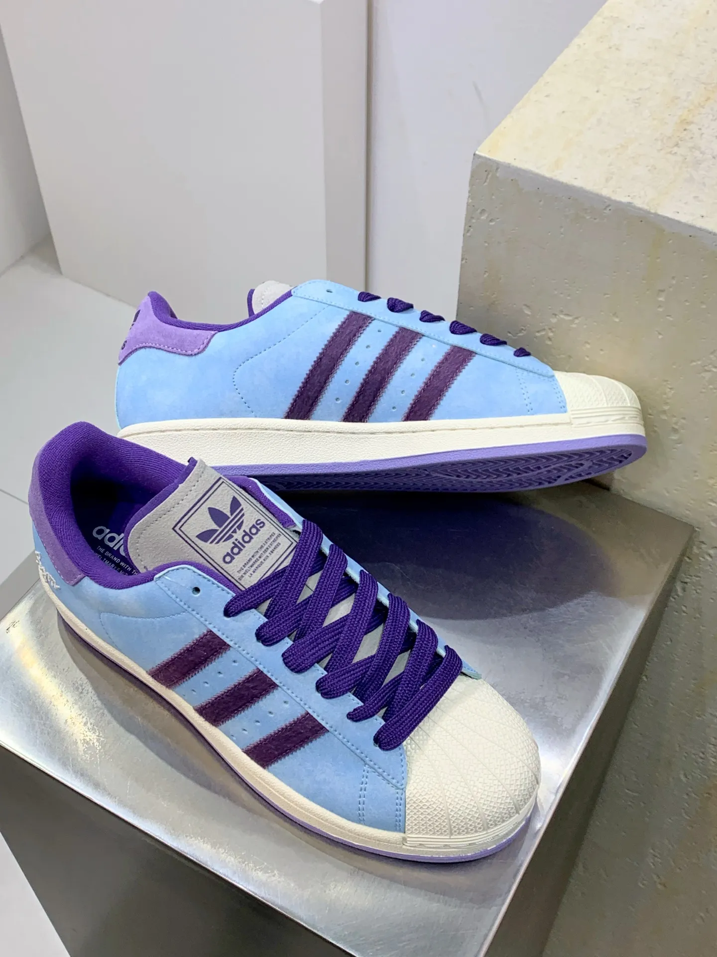 Adidas Originals Superstar Blue Purple Replica Shoes – Adidas Replica Sneakers Timeless 522