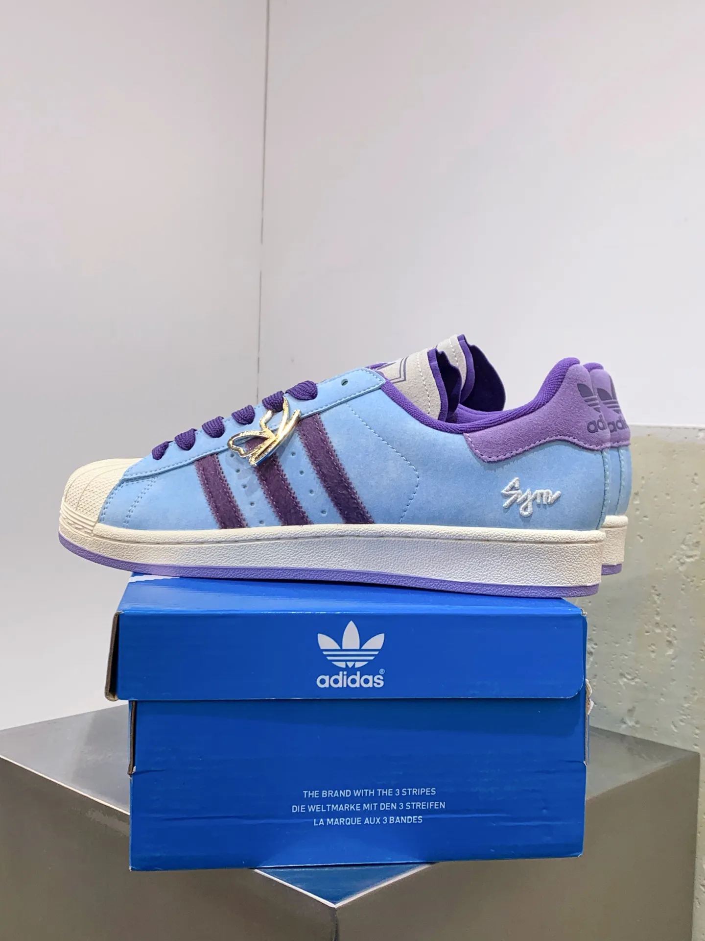 Adidas Originals Superstar Blue Purple Replica Shoes – Adidas Replica Sneakers Timeless 522